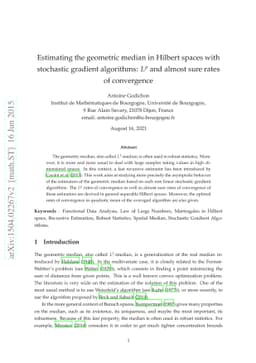 Estimating the geometric median in Hilbert spaces with stochastic
  gradient algorithms: $L^{p}$ and almost sure rates of convergence