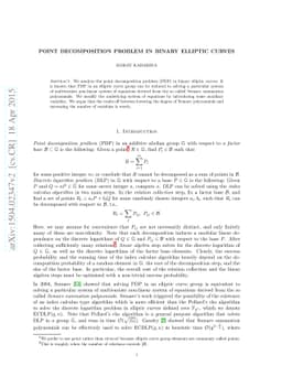 Point Decomposition Problem in Binary Elliptic Curves