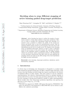 Deciding when to stop: Efficient stopping of active learning guided
  drug-target prediction