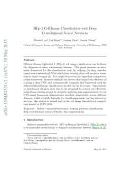 HEp-2 Cell Image Classification with Deep Convolutional Neural Networks