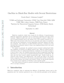 OneMax in Black-Box Models with Several Restrictions