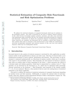 Statistical Estimation of Composite Risk Functionals and Risk
  Optimization Problems