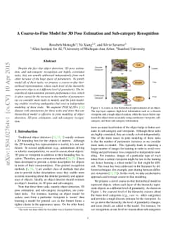 A Coarse-to-Fine Model for 3D Pose Estimation and Sub-category
  Recognition