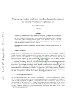 Computing trading strategies based on financial sentiment data using
  evolutionary optimization