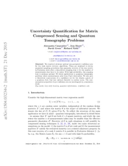 Uncertainty Quantification for Matrix Compressed Sensing and Quantum
  Tomography Problems