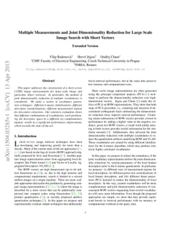 Multiple Measurements and Joint Dimensionality Reduction for Large Scale
  Image Search with Short Vectors - Extended Version
