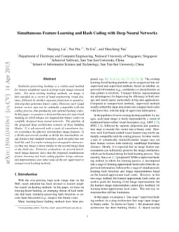 Simultaneous Feature Learning and Hash Coding with Deep Neural Networks