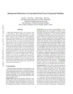 Background Subtraction via Generalized Fused Lasso Foreground Modeling