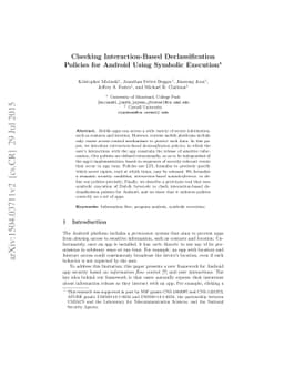 Checking Interaction-Based Declassification Policies for Android Using
  Symbolic Execution