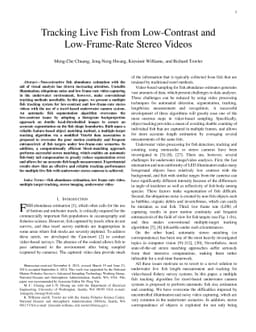 Tracking Live Fish from Low-Contrast and Low-Frame-Rate Stereo Videos