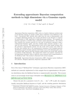 Extending approximate Bayesian computation methods to high dimensions
  via a Gaussian copula model