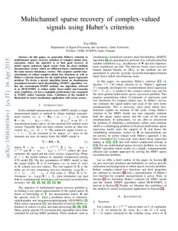 Multichannel sparse recovery of complex-valued signals using Huber's
  criterion
