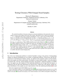 Testing Closeness With Unequal Sized Samples