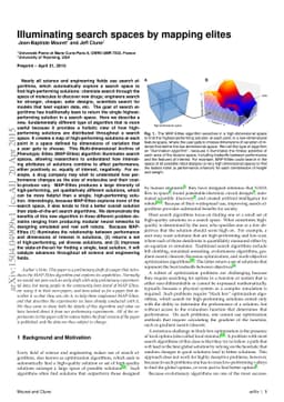 Illuminating search spaces by mapping elites