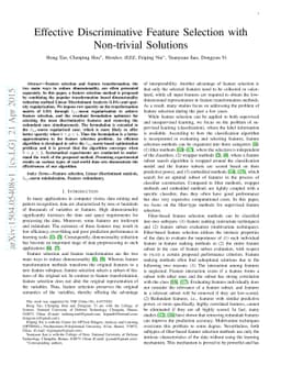 Effective Discriminative Feature Selection with Non-trivial Solutions