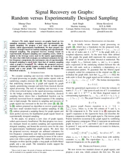 Signal Recovery on Graphs: Random versus Experimentally Designed
  Sampling