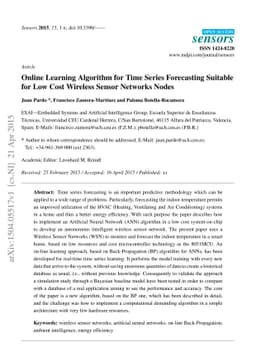 Online Learning Algorithm for Time Series Forecasting Suitable for Low
  Cost Wireless Sensor Networks Nodes