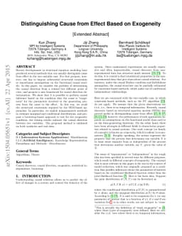 Distinguishing Cause from Effect Based on Exogeneity
