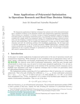 Some Applications of Polynomial Optimization in Operations Research and
  Real-Time Decision Making