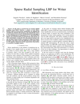Sparse Radial Sampling LBP for Writer Identification