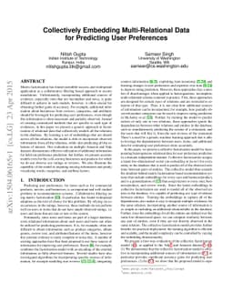 Collectively Embedding Multi-Relational Data for Predicting User
  Preferences