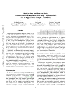 High-for-Low and Low-for-High: Efficient Boundary Detection from Deep
  Object Features and its Applications to High-Level Vision