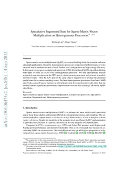 Speculative Segmented Sum for Sparse Matrix-Vector Multiplication on
  Heterogeneous Processors