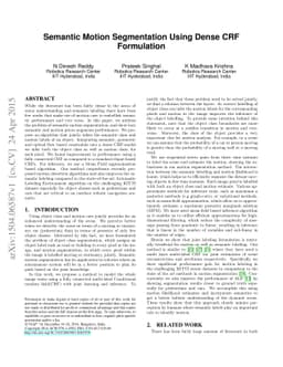 Semantic Motion Segmentation Using Dense CRF Formulation
