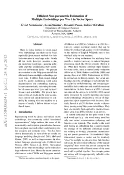 Efficient Non-parametric Estimation of Multiple Embeddings per Word in
  Vector Space