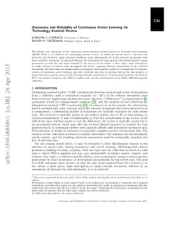 Autonomy and Reliability of Continuous Active Learning for
  Technology-Assisted Review