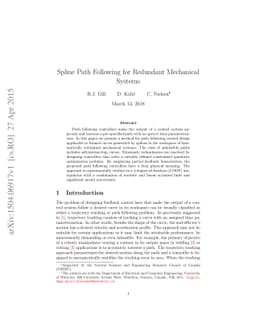 Spline Path Following for Redundant Mechanical Systems