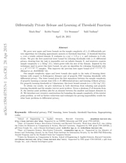 Differentially Private Release and Learning of Threshold Functions