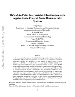 Or's of And's for Interpretable Classification, with Application to
  Context-Aware Recommender Systems
