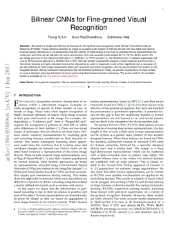 Bilinear CNNs for Fine-grained Visual Recognition