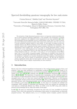 Spectral thresholding quantum tomography for low rank states