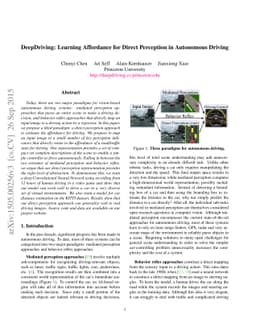 DeepDriving: Learning Affordance for Direct Perception in Autonomous
  Driving