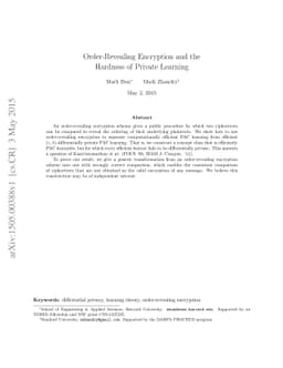 Order-Revealing Encryption and the Hardness of Private Learning