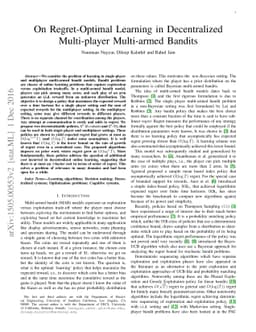 On Regret-Optimal Learning in Decentralized Multi-player Multi-armed
  Bandits