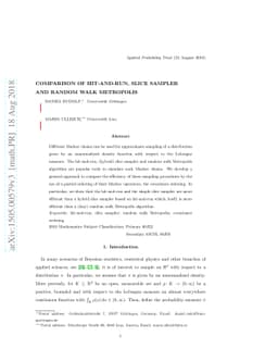 Comparison of hit-and-run, slice sampling and random walk Metropolis