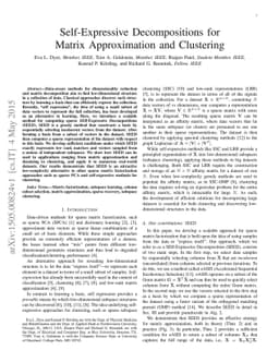 Self-Expressive Decompositions for Matrix Approximation and Clustering