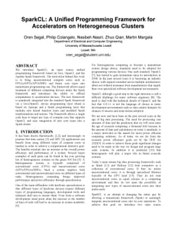 SparkCL: A Unified Programming Framework for Accelerators on
  Heterogeneous Clusters