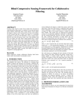 Blind Compressive Sensing Framework for Collaborative Filtering