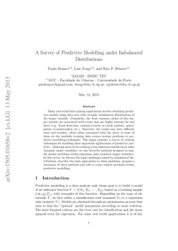 A Survey of Predictive Modelling under Imbalanced Distributions