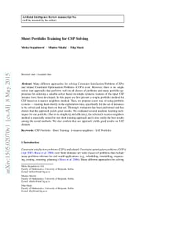 Short Portfolio Training for CSP Solving