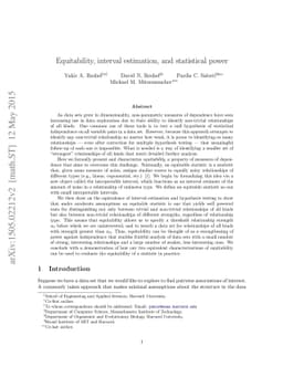 Equitability, interval estimation, and statistical power
