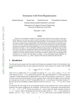 Estimation with Norm Regularization