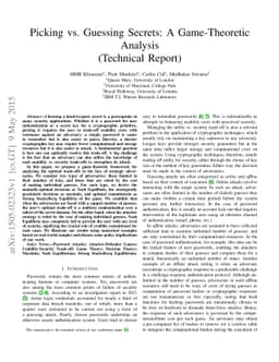 Picking vs. Guessing Secrets: A Game-Theoretic Analysis (Technical
  Report)