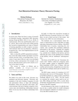 Fast Rhetorical Structure Theory Discourse Parsing