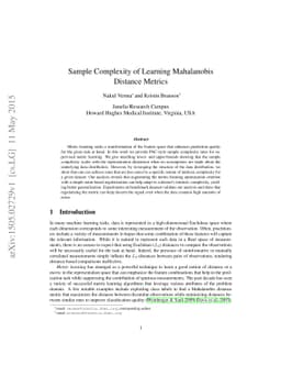 Sample complexity of learning Mahalanobis distance metrics