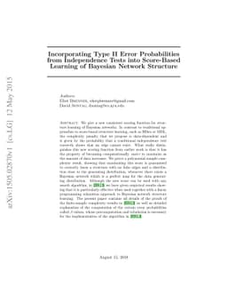 Incorporating Type II Error Probabilities from Independence Tests into
  Score-Based Learning of Bayesian Network Structure